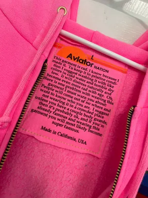 Aviator Nation Full Zip Hoodie Unisex Neon Pink Long Sleeve Pockets Logo Print L thumbnail 12
