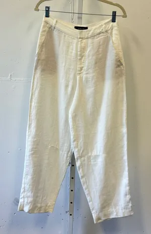 Massimo Dutti 100% Linen High Waisted Barell Leg Relaxed Pants Size 2 White thumbnail 1