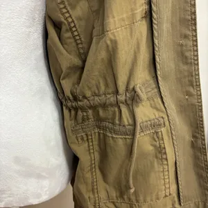 J.‎ Crew Jacket Brown Button Up Lightweight Utility Drawstring Waist Military S thumbnail 3
