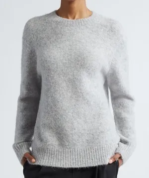Vince Grey Alpaca Blend Fuzzy Crew Neck Sweater‎ Large L/G Heathered Knit thumbnail 1