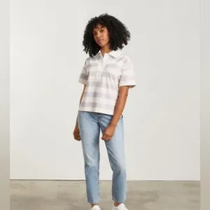 NWOT Everlane Retro Jersey Striped Polo Shirt thumbnail 4