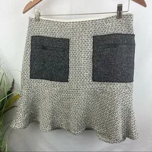 Ann Taylor SET Gray Woven Collarless Parchwork Jacket & Skirt NEW thumbnail 6