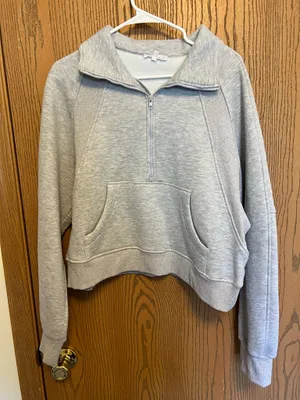 Aemi + Co Gray Quarter Zip Cropped Sweatshirt thumbnail 1