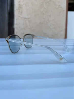 Gucci GG0244S-004 Clubmaster gold and light blue sunglasses thumbnail 12