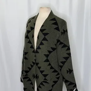 NWT!! FRYE Patterned Cozy Cardigan Sweater Burnt Olive Combo Green X-Large thumbnail 8