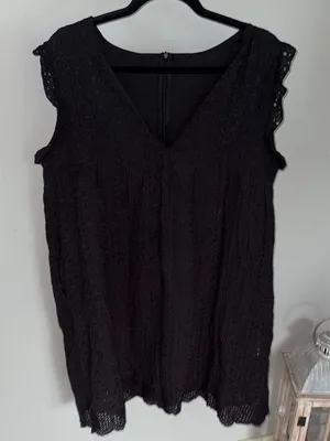 Eyelet Lace Black Romper Size XL thumbnail 1