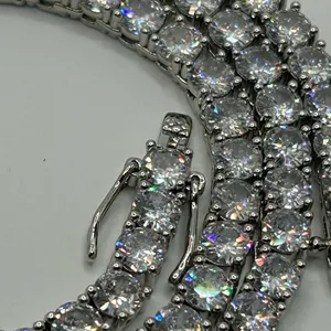 Moissanite Iced Out Tennis Chain Silver 5mm 22 Inches Brand New VVS1 Fast Ship thumbnail 3