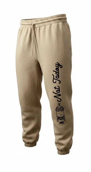 Minions Not Today Graphic Sweatpants Tan Size 3X thumbnail 1