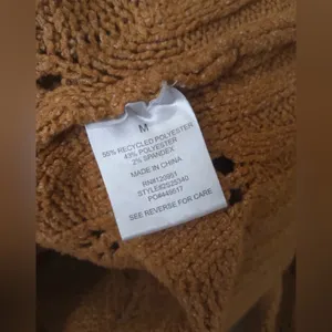 Pink Rose Camel Brown Open Knit Collared Cropped Sweater -‎ Size M thumbnail 11