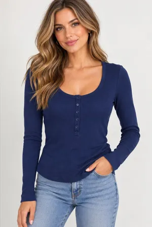 Barefoot Dreams NWT Ultra Soft Classic Ribbed Long-Sleeve Henley Top Size XS thumbnail 1