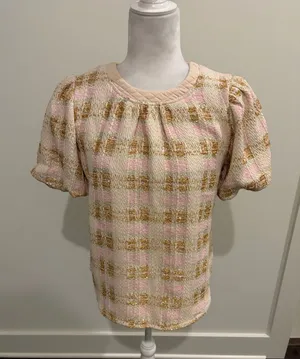 New With Tags Voy Tweed Bubble Sleeve Top Sz S thumbnail 1