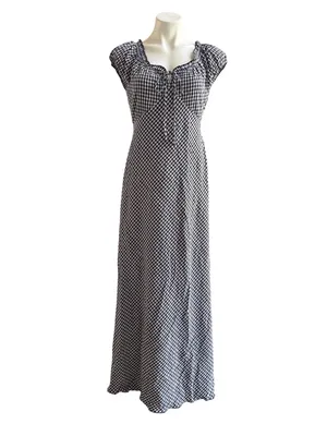 Market & Spruce Short Sleeve Gingham Maxi Dress Navy Small NWT STITCH FIX thumbnail 5