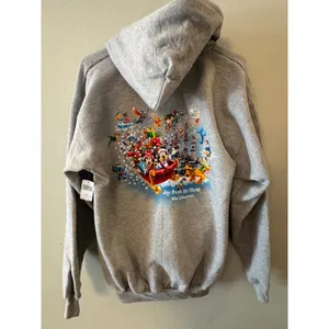 Disney mickey mouse fab 5 Chirstmas grey hoodie adult medium NWT thumbnail 4