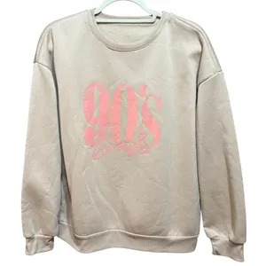 SheIn 90’s Babe Graphic Sweatshirt Beige‎ Pink Retro Pullover Sz L Y2K Cozy Oversized thumbnail 1