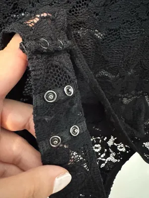 Cinq A Sept Lace Long Sleeve Bodysuit Large Whimsigoth 90s Dark Romantic Boudoir thumbnail 7
