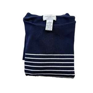 Jones New York Sport Breton Stripe Boat Neck Top Gold Button Shoulders L thumbnail 11