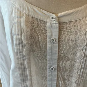 Romantic Free People ivory blouse oversized long top Womens S Button Up Lace thumbnail 15