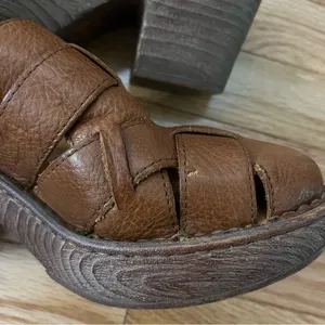 Born Pollina Platform Mules Clogs Brown Woven Leather Size 10 thumbnail 10