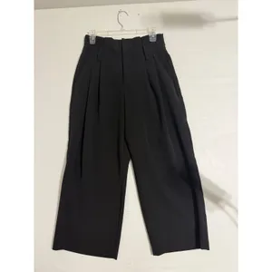 A New Day Black High-Rise Pleated Wide Leg Cropped Trousers Size 6 Stretch thumbnail 5