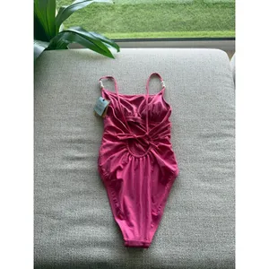 Shade & Shore‎ Pink High Leg Cheeky One Piece Swimsuit Size S 4-6 thumbnail 2