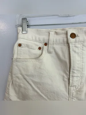Madewell Ivory Raw Hem The Perfect Denim Jean High Wasited Frayed Shorts Size 25 thumbnail 2