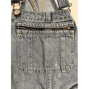 Abercrombie & Fitch Medium Wash Denim Shortalls Overalls XS Utility Bib‎ Pocket thumbnail 7