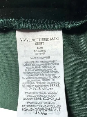 Boden Green Viv Velvet Tiered Maxi Skirt‎ Sz 14 thumbnail 8