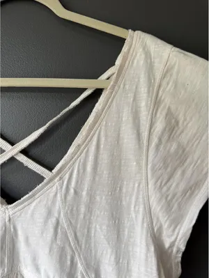 Daily Practice White Eyelet Hem Cross-Back Short Sleeve Dress thumbnail 5