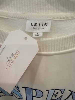 Lelis Aspen Ski Club Sweatshirt Large Ivory Blue Graphic NWT thumbnail 3