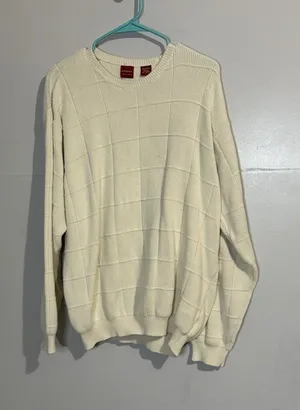 ARROW MEN'S Cream PULLOVER SWEATER 100% Cotton‎ Grandpa Core Cottage Size L thumbnail 1
