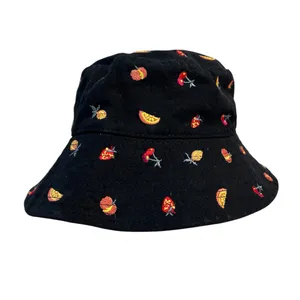 Urban Outfitters Fruit Embroidered Black‎ Bucket Hat One Size OS Summer Festival thumbnail 2