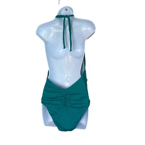 Cupshe Aqua Textured and Striped Halter Tummy Control‎ One Piece Swimsuit Large thumbnail 5