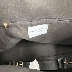 Alice + Olivia Duffle Bag Black and White Positano Stripe Weekender Tote thumbnail 9