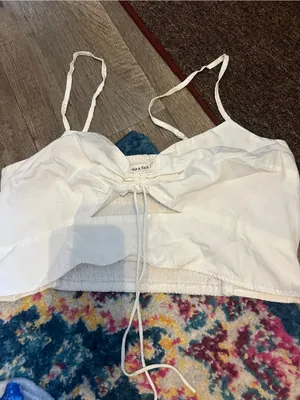 Abercrombie White Tie-Front Cropped Cami Top thumbnail 4