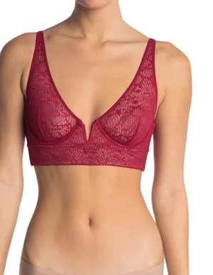 NEW‎ Intimately Free People Red Tameeka Underwire Lace Bra Berry Women's Small thumbnail 1