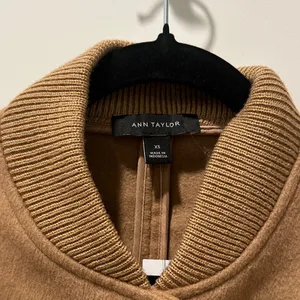 Ann Taylor Snap Front Bomber Tan Jacket thumbnail 3