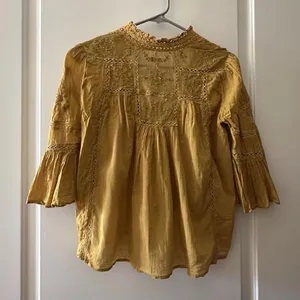 Free People Yellow Open Tie Front Shrug Shirt Top Sz Extra Small XS Women’s thumbnail 4