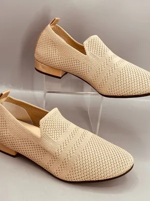 David Tate Ultimate Flat Shoes Womens 7.5 Beige Knitted Formal Party Slip On thumbnail 3