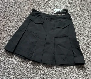 Dolls Kill Black Pleated Mini Skirt with Cargo Flap Pockets thumbnail 1