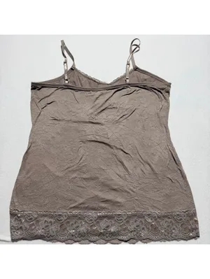 Brown Lace Trim Camisole Tank Top thumbnail 4