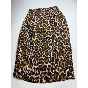 J. Crew Leopard Print Midi‎ Skirt Women Size 2 Linen Blend Lined thumbnail 6