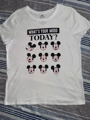 Disney White womens Tee with Mickey Mood Faces thumbnail 1