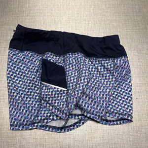 Athleta Vivid Ready Set‎ Go Blue Geometric Print Athletic Running Shorts Size Xs thumbnail 4