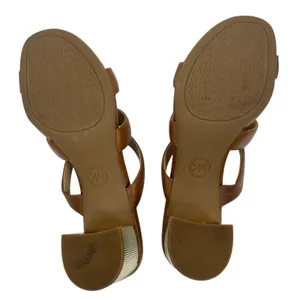 Michael Kors Paloma Flex Mule Sandals Gold Block Heel Brown Size 7M thumbnail 7