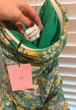 Power To You Mini Dress Green Hello Molly Floral Strapless Ruched S thumbnail 4