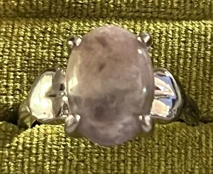 Elegant/Classic Titanium Steel Silver Purple Gemstone & Heart Accents Ring S 9 thumbnail 1