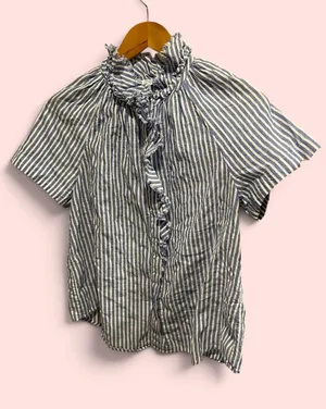 Cute Chicos classic ruffle raw collar button front blouse breezy poet thumbnail 1