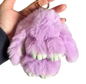 Plush purple bag charm rabbit bunny thumbnail 1