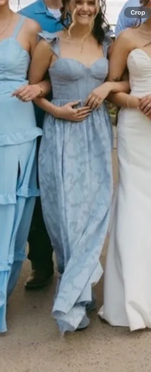 Azazie bridesmaid dress chiffon dusty blue A2 thumbnail 1