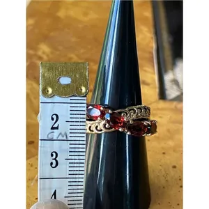 Natural Red Garnet Sterling Silver Ring Size 6.75 thumbnail 9